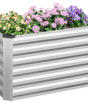 Verhoogd Stalen Tuinbed – Zilveren Plantenbak voor Balkon, Terras en Tuin