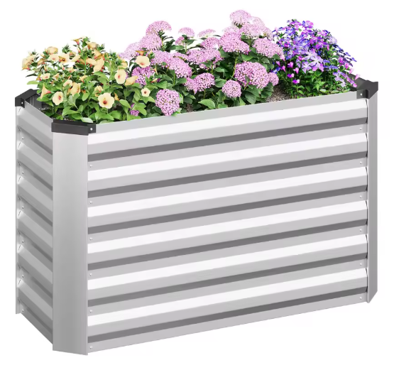 Verhoogd Stalen Tuinbed – Zilveren Plantenbak voor Balkon, Terras en Tuin