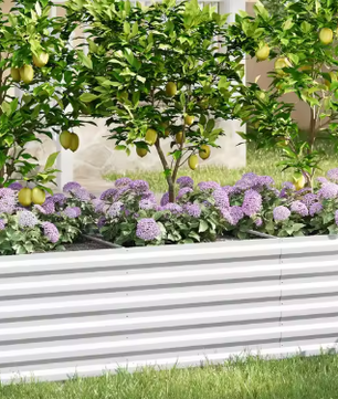 Verhoogd Stalen Tuinbed – Zilveren Plantenbak voor Balkon, Terras en Tuin