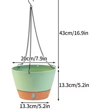 Hangende Zelfbewaterende Plantenbak – Kunststof Bloempot met Schotel en Waterniveau-indicator