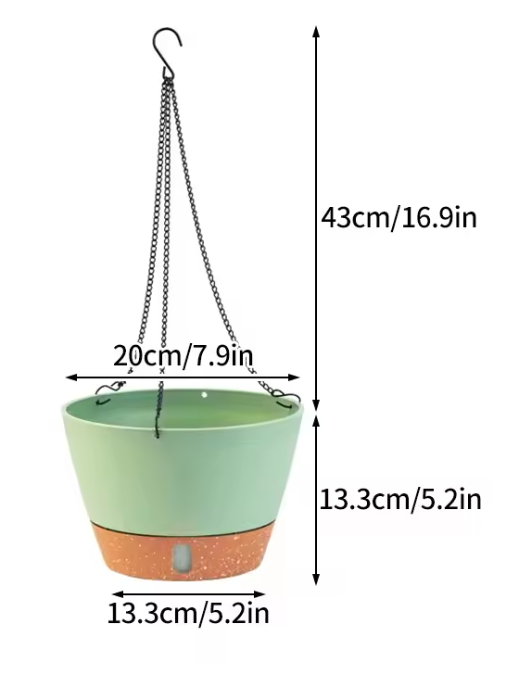 Hangende Zelfbewaterende Plantenbak – Kunststof Bloempot met Schotel en Waterniveau-indicator