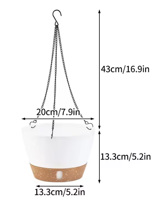Hangende Zelfbewaterende Plantenbak – Kunststof Bloempot met Schotel en Waterniveau-indicator