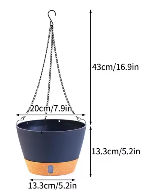 Hangende Zelfbewaterende Plantenbak – Kunststof Bloempot met Schotel en Waterniveau-indicator