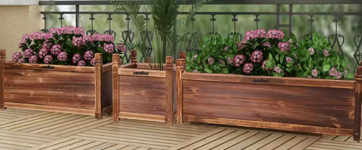 Verhoogde Houten Plantenbak – Massief Grenenhout, Geschikt voor Binnen en Buiten