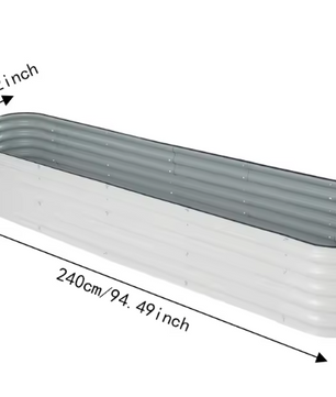 Rechthoekige Metalen Plantenbak – 240×60×43 cm, Aluminium-Verzinkt Staal, Groot Formaat voor Buiten