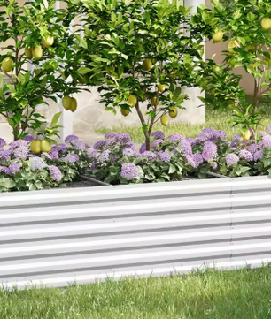 Verhoogd Metalen Tuinbed – Gegalvaniseerd Staal, Anti-Roest, Zilver – Voor Groenten, Kruiden en Bloemen