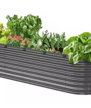 Metalen Verhoogd Tuinbed – Gegalvaniseerde Ovale Plantenbak met Open Bodem – Duurzaam en Veilig voor Buitenplanten