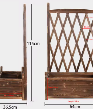 Verhoogd Houten Tuinbed met Latwerk – Plantenbak met Klimondersteuning voor Buiten en Binnen