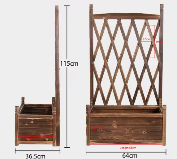 Verhoogd Houten Tuinbed met Latwerk – Plantenbak met Klimondersteuning voor Buiten en Binnen