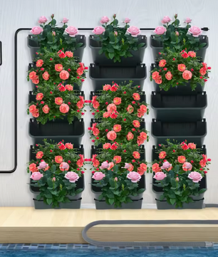 18-Pot Zelfwaterende Hangende Plantenbakset – Verticale Wandmontage met Slimme Timer & Regensensor