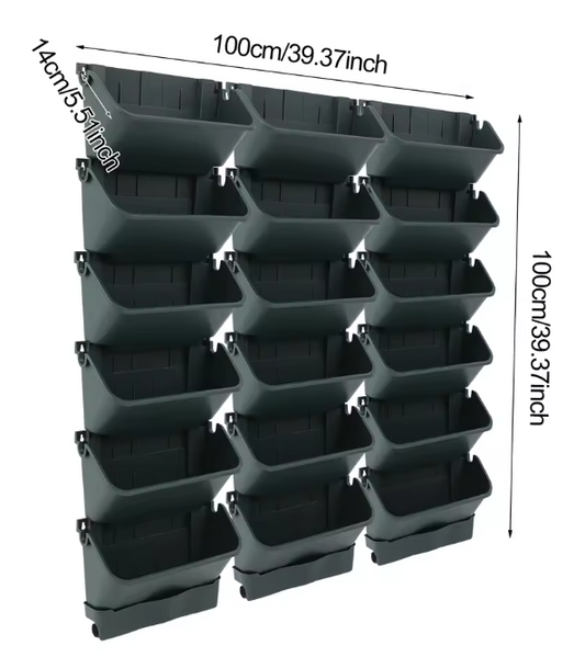 18-Pot Zelfwaterende Hangende Plantenbakset – Verticale Wandmontage met Slimme Timer & Regensensor
