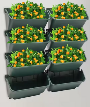 Set van 8 Wandgemonteerde Plantenbakken – Verticale Tuin voor Binnen & Buiten, met Afvoergaten