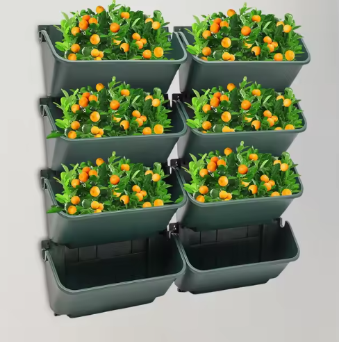 Set van 8 Wandgemonteerde Plantenbakken – Verticale Tuin voor Binnen & Buiten, met Afvoergaten