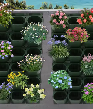 Wandgemonteerde Plantenbak met 36 Potten – Verticale Bloempothouder voor Binnen & Buiten