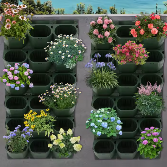 Wandgemonteerde Plantenbak met 36 Potten – Verticale Bloempothouder voor Binnen & Buiten