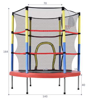 Kindertrampoline 145 cm met Basketbalmand – Voor Binnen & Buiten, Inclusief Pomp en Ballen, Draagvermogen 45 kg