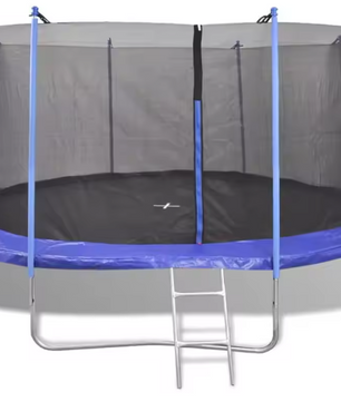 Trampolineset Ø 426 cm – 5-delig met Veiligheidsnet, Ladder, Regenhoes & Framebescherming – Draagvermogen 150 kg