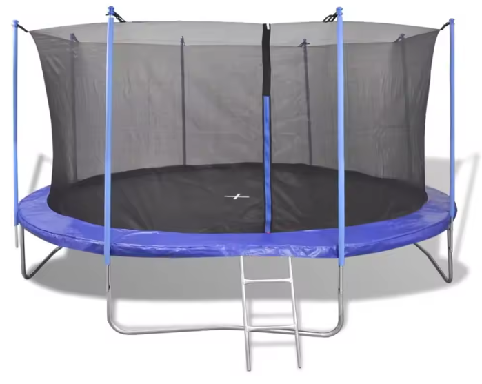 Trampolineset Ø 426 cm – 5-delig met Veiligheidsnet, Ladder, Regenhoes & Framebescherming – Draagvermogen 150 kg
