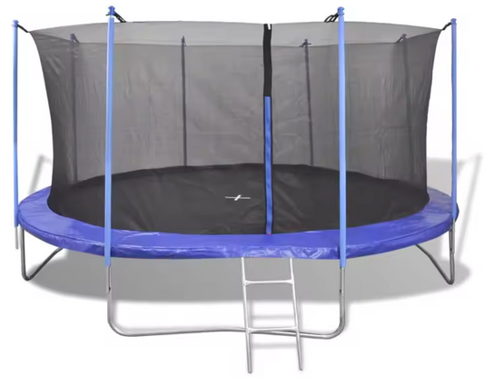 Trampolineset Ø 426 cm – 5-delig met Veiligheidsnet, Ladder, Regenhoes & Framebescherming – Draagvermogen 150 kg