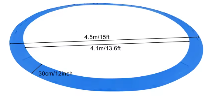 Universele Trampoline Randbescherming Ø 450 cm – Waterdicht Veiligheidskussen met 10 mm Schuimvulling