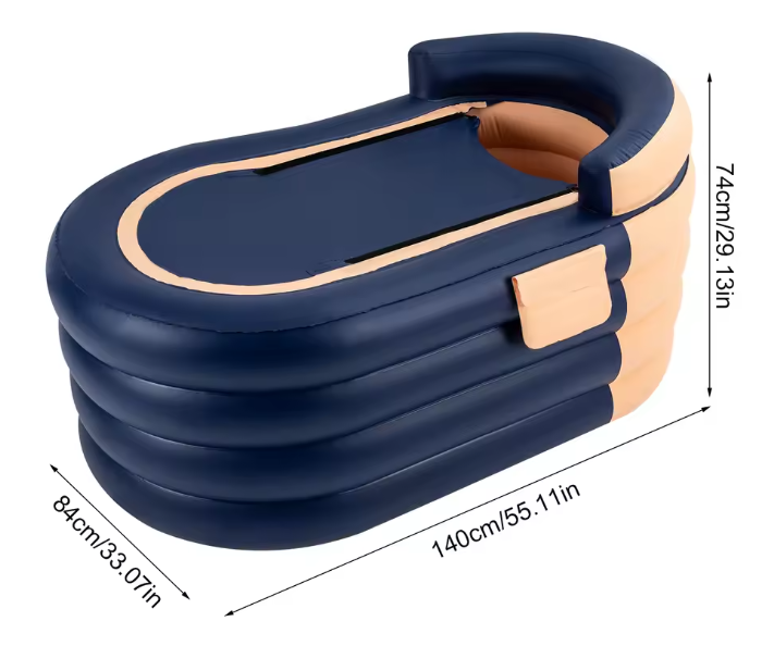 Opblaasbare Badkuip met Ergonomische Rugleuning – PVC, Inclusief Draadloze Oplaadbare Pomp, 220 kg Draagvermogen