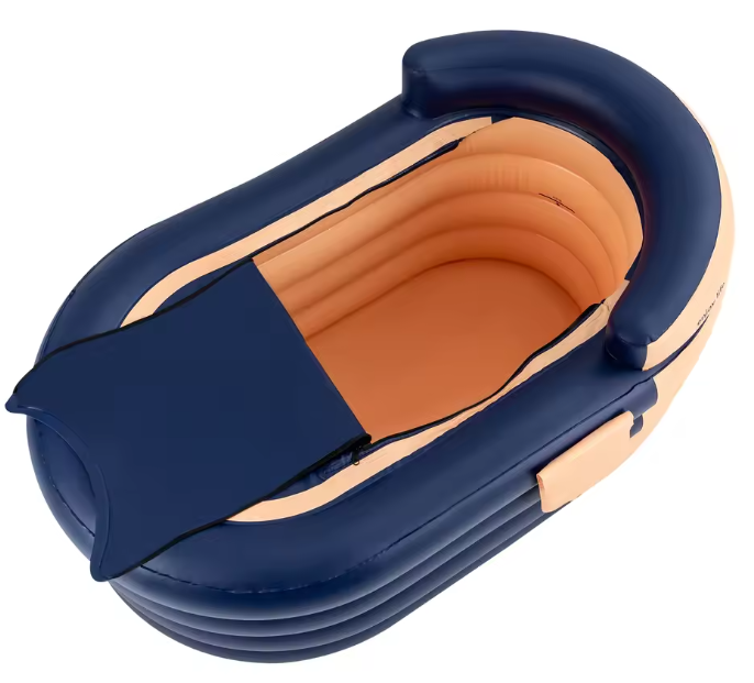 Opblaasbare Badkuip met Ergonomische Rugleuning – PVC, Inclusief Draadloze Oplaadbare Pomp, 220 kg Draagvermogen