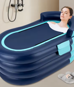 Opblaasbaar Bad met Ergonomische Rugleuning & Draadloze Luchtpomp – 84 × 140 × 74 cm, 4 Luchtkamers, Inclusief Afdekhoes