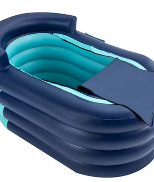 Opblaasbaar Bad met Ergonomische Rugleuning & Draadloze Luchtpomp – 84 × 140 × 74 cm, 4 Luchtkamers, Inclusief Afdekhoes