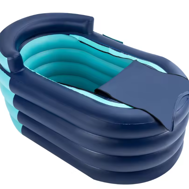 Opblaasbaar Bad met Ergonomische Rugleuning & Draadloze Luchtpomp – 84 × 140 × 74 cm, 4 Luchtkamers, Inclusief Afdekhoes