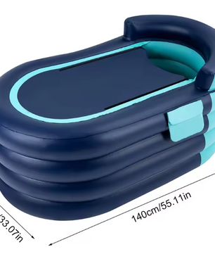 Opblaasbaar Bad met Ergonomische Rugleuning & Draadloze Luchtpomp – 84 × 140 × 74 cm, 4 Luchtkamers, Inclusief Afdekhoes