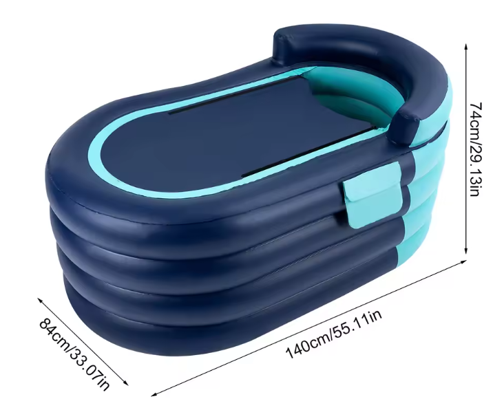 Opblaasbaar Bad met Ergonomische Rugleuning & Draadloze Luchtpomp – 84 × 140 × 74 cm, 4 Luchtkamers, Inclusief Afdekhoes