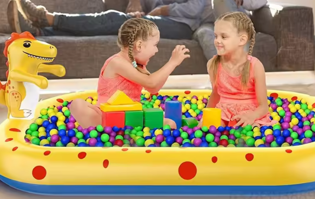 Opblaasbaar Dinosaurus Zwembad met Fontein – PVC, 170 cm, Kinderwaterspeelgoed voor Buiten