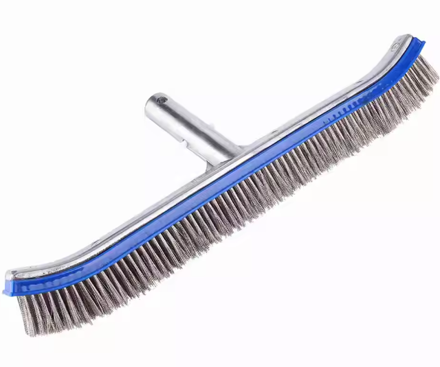Zwembad Stalen Reinigingsborstel – 44 cm Breed, Aluminium Frame & Roestvrijstalen Borstelharen