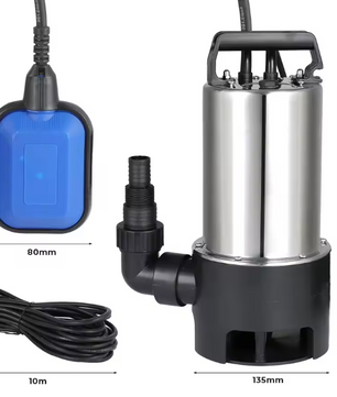 RVS Dompelpomp – 1100W, 16500 L/u, Vuilwaterpomp met Vlotterschakelaar