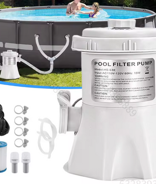 Elektrische Zwembadfilterpomp – 1135 L/u Circulatie met 2 Filterpatronen voor Peuter- en Opzetzwembaden