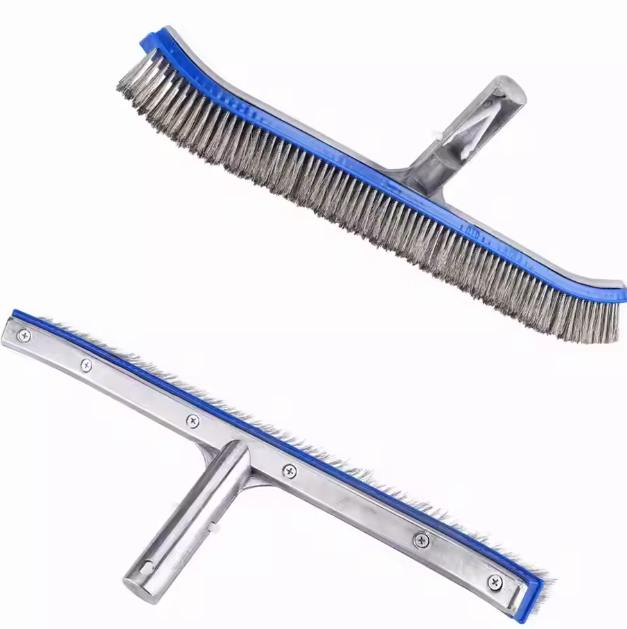 Zwembad Stalen Borstel 44 cm – Voor Wanden, Bodem en Hoeken, Aluminium Frame & Roestvrijstalen Borstels, Duurzaam en Efficiënt