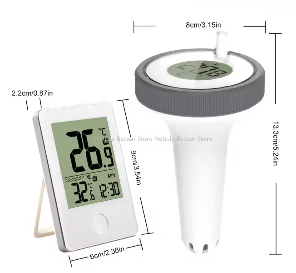 Digitale Zwembadthermometer – Draadloze Thermometer met Binnenhost & Buitensensor, Voor Zwembad, Spa en Aquarium