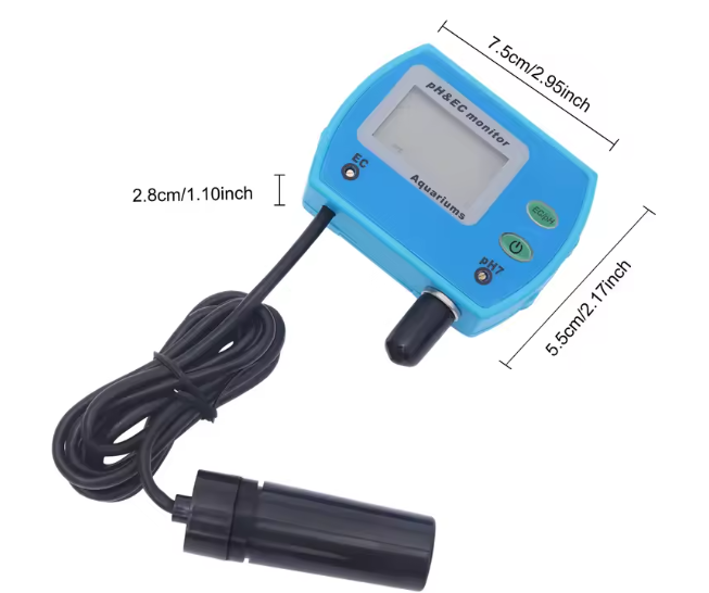 2-in-1 Waterkwaliteit Tester – pH & EC Monitor voor Drinkwater, Zwembad en Aquarium