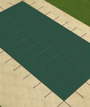 Rechthoekige Zwembadveiligheidsafdekking 490 × 850 cm – Groene Mesh Winterhoes met Installatiekit, Heavy Duty & Kindveilig