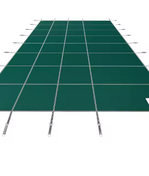 Rechthoekige Zwembadveiligheidsafdekking 550 × 1280 cm of 550 × 1160 cm – Groene Mesh Winterhoes met Complete Installatiekit, Heavy Duty & Kindveilig