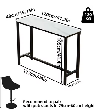 Luxe marmeren bartafel 120×40cm – hoog en modern design