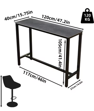 Luxe marmeren bartafel 120×40cm – hoog en modern design