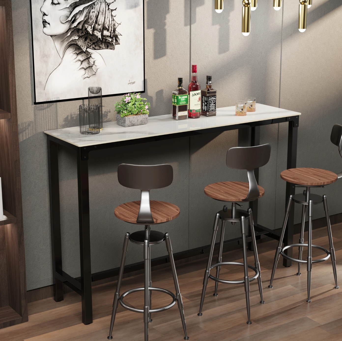 Luxe marmeren bartafel 120×40cm – hoog en modern design