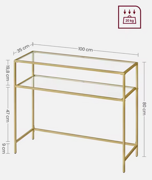 Luxe Consoletafel met Glas – Minimalistisch & Modern, 100×35×80 cm