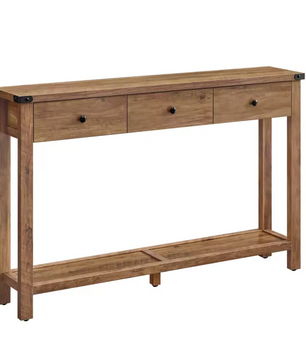 Landelijke Consoletafel met 3 Laden & Plank – Rustiek Houtdesign, 120×24×76 cm