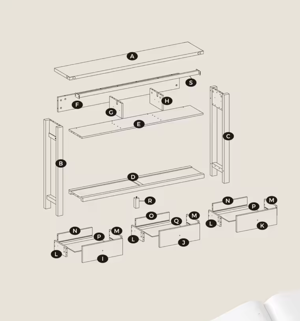 Landelijke Consoletafel met 3 Laden & Plank – Rustiek Houtdesign, 120×24×76 cm