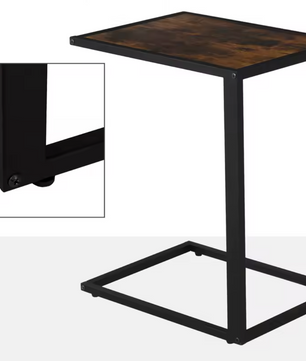 Industrieel C-Vormige Bijzettafel – MDF & Metaal, Rustiek-Bruin