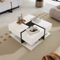 Vierkante salontafel 78cm – met lades en onderplank
