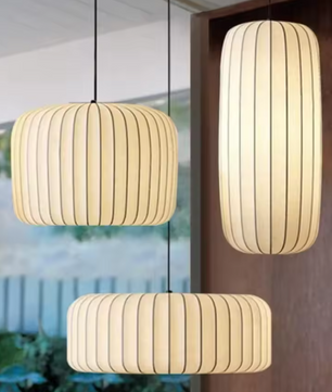 Moderne Japanse Wabi Sabi Kroonluchter – Zijden Hanglamp met E27 Fitting
