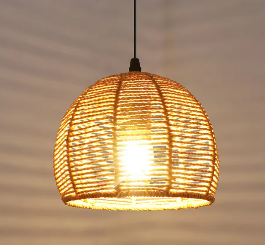 Vintage Rotan Hanglamp – Retro Kroonluchter met E27 Fitting, 20 cm